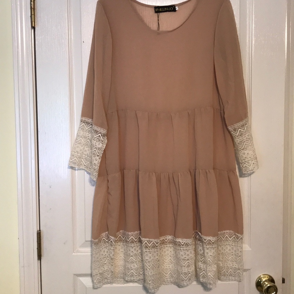 NWT  Crocheted Lace Trimmed Dress